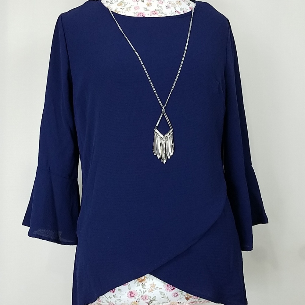 KIM ROGERS P-ROMANTIC FOLK CASUAL WOMENS TOP 3/4 SLEEVE SHIRT Sz S